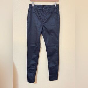 H&M Divided Black Coated Skinny Pants Faux Leather Look Size 10